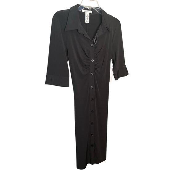 Laundry by Design Womens Shirt Dress Short Sleeve Button Front Black Size 12 NEW - Picture 1 of 3